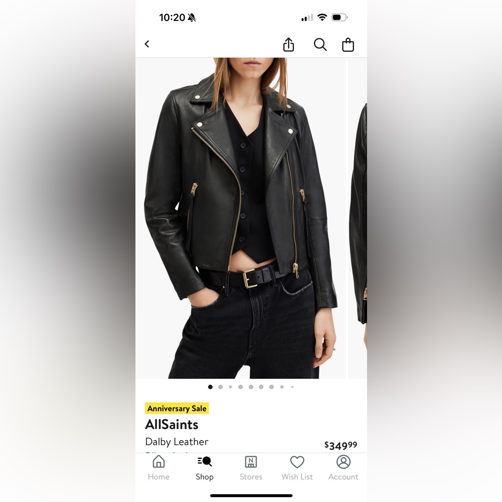All Saints Black Leather Dalby Leather Jacket